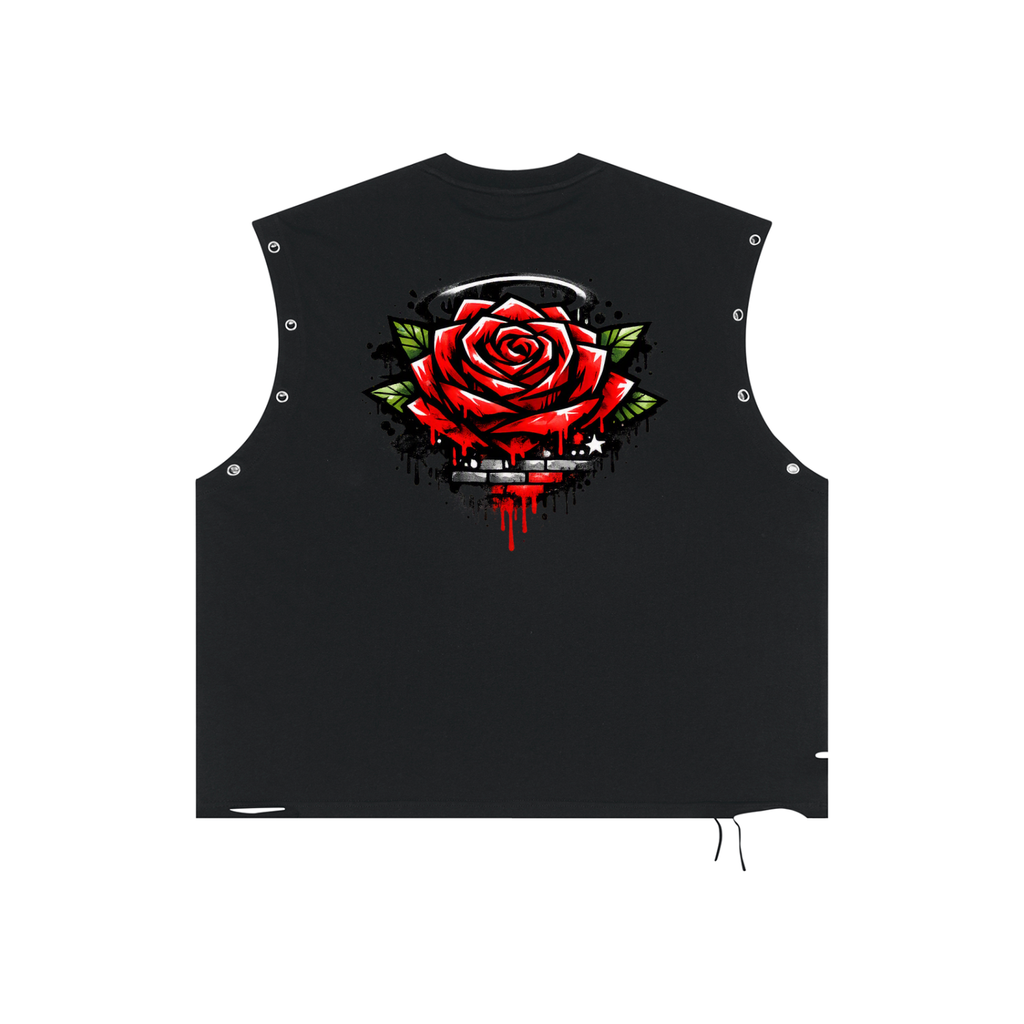 Rose - Distressed Grommet Eyelet Tank Top