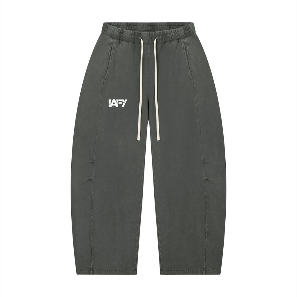 Unisex Mineral Wash Barrel Leg Pants