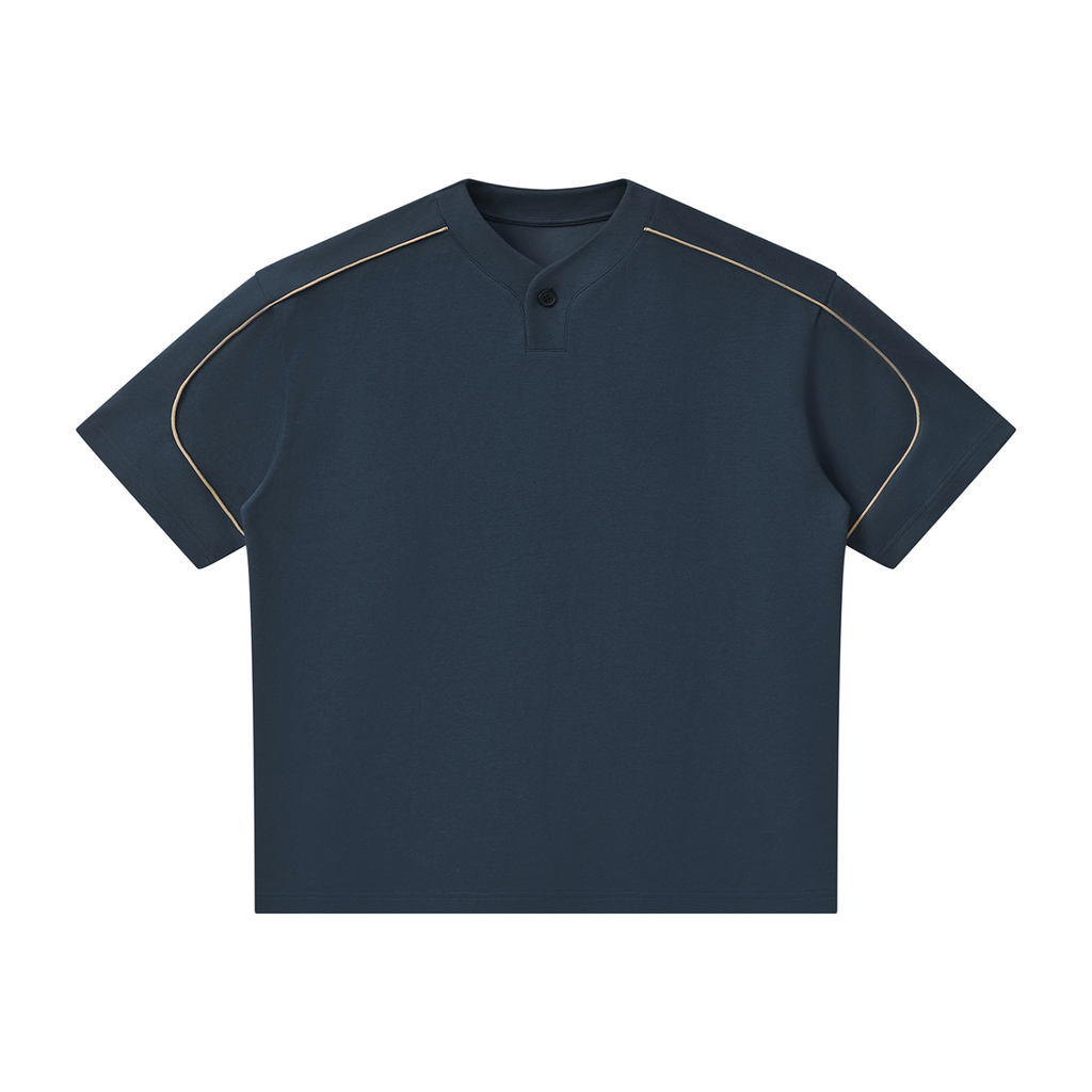 Epi-Casual - Unisex Oversized Piping Henley T-Shirt