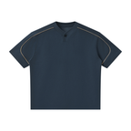 Epi-Casual - Unisex Oversized Piping Henley T-Shirt