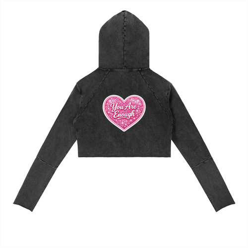 You Are Enough - Vintage Washed Raw Edge Hoodie