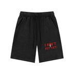 Black shorts with 'I Ain't Fit Yet' text on a white background