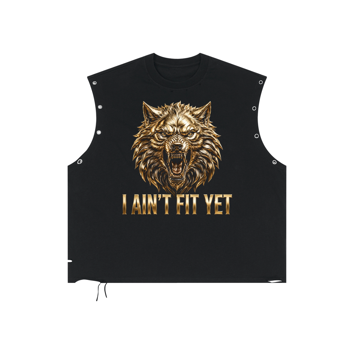 Golden Wolf - Distressed Grommet Eyelet Tank Top