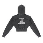 Vintage Washed Cropped Fleece Hoodie
