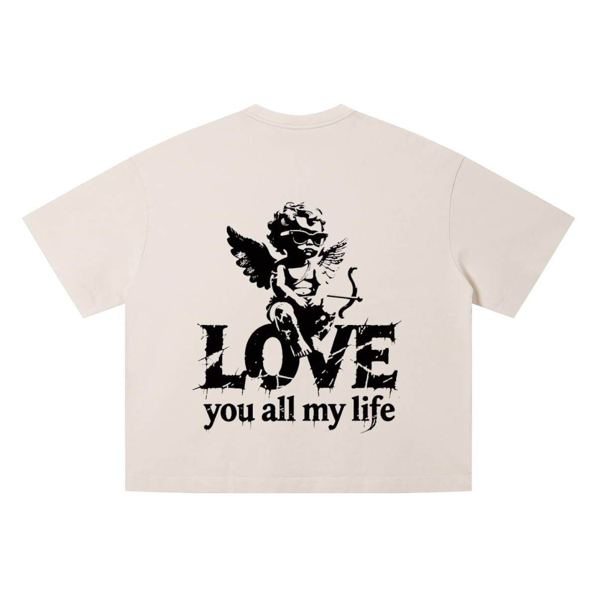 Love you all my life (Boxy Fit) - Unisex Vintage Wash Boxy T-Shirt