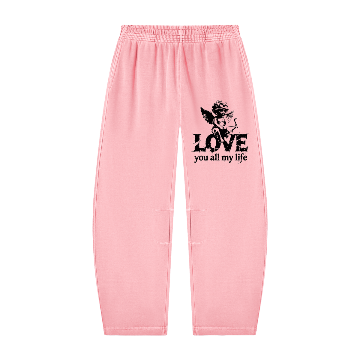 Love you all my life - Unisex Vintage Washed Barrel Leg Sweatpants