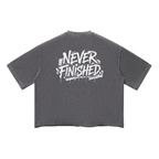 Never Finished - Unisex Vintage Wash Boxy T-Shirt