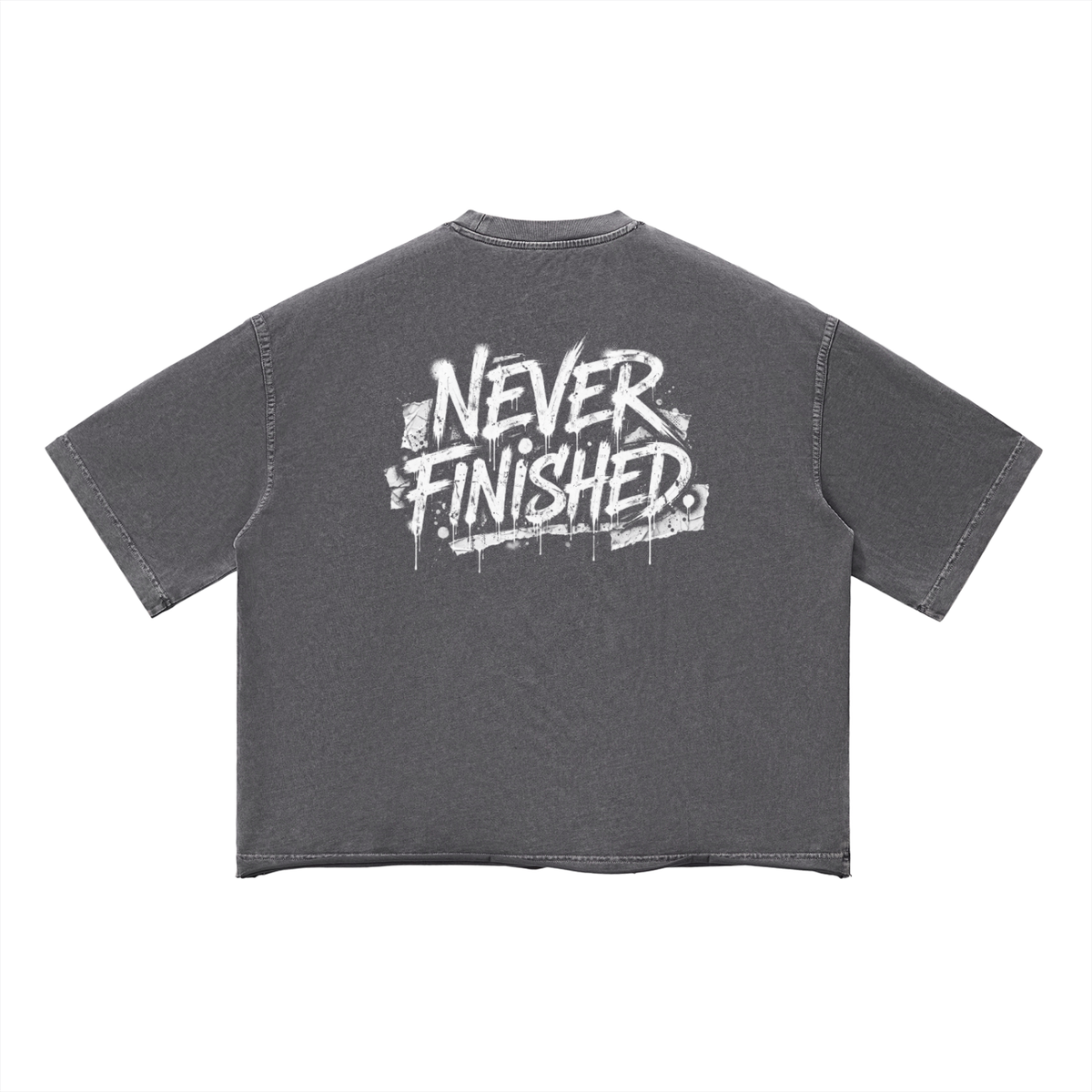 Never Finished - Unisex Vintage Wash Boxy T-Shirt