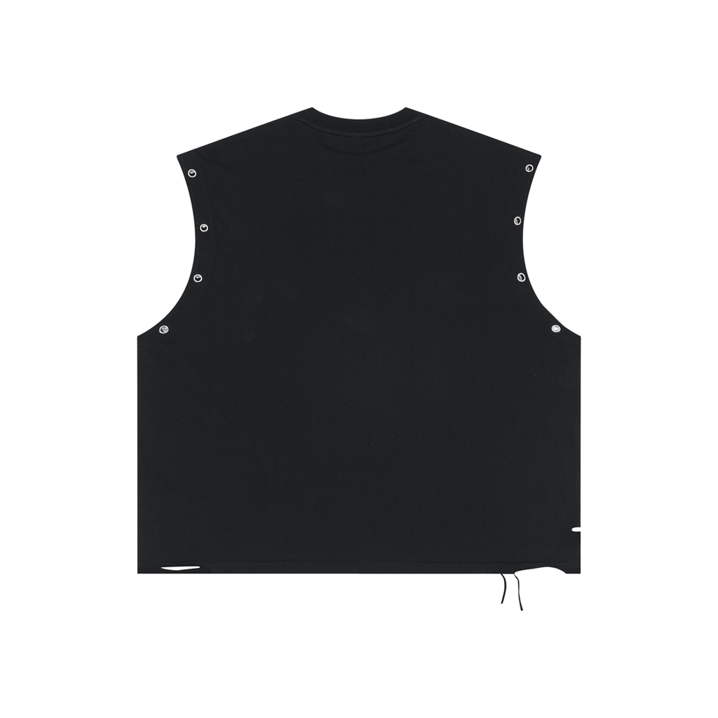 Golden Wolf - Distressed Grommet Eyelet Tank Top