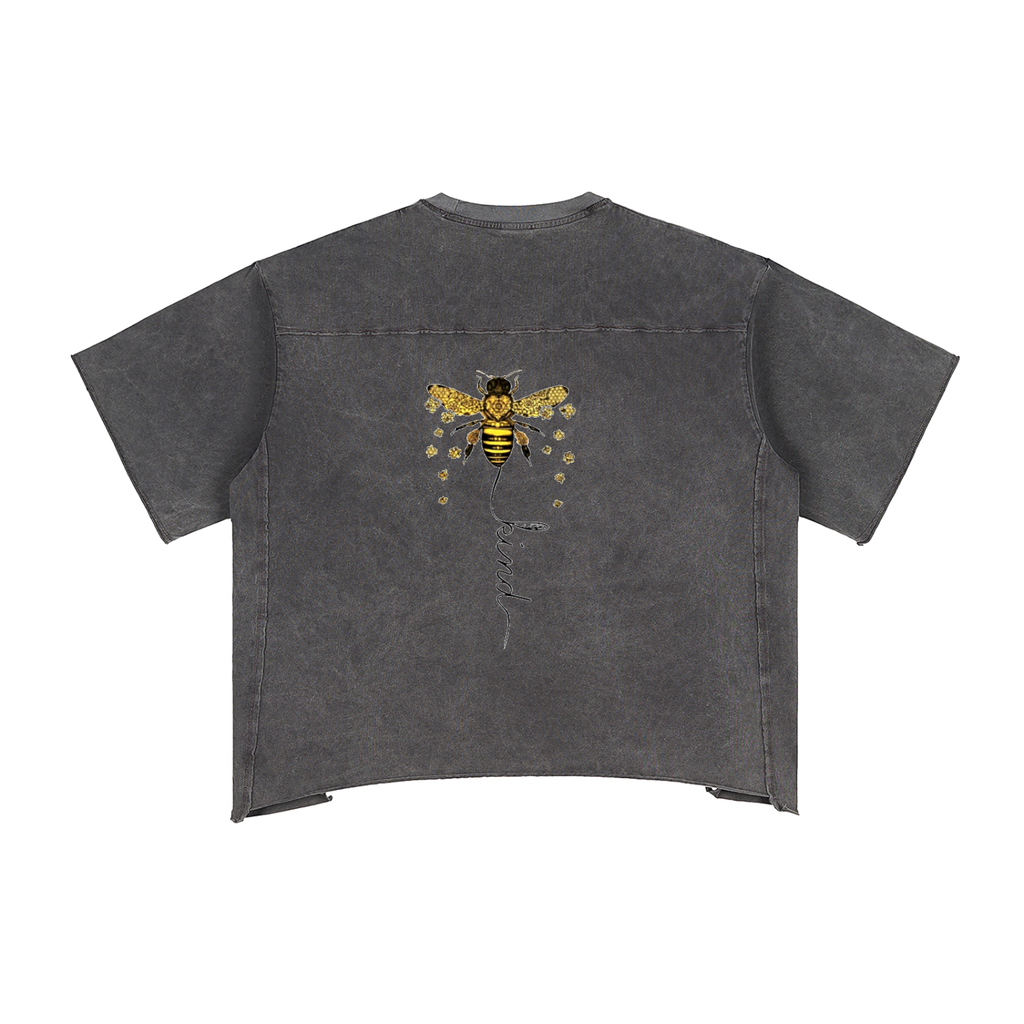 Be Kind - Raw Edge Snow Washed Boxy T-Shirt