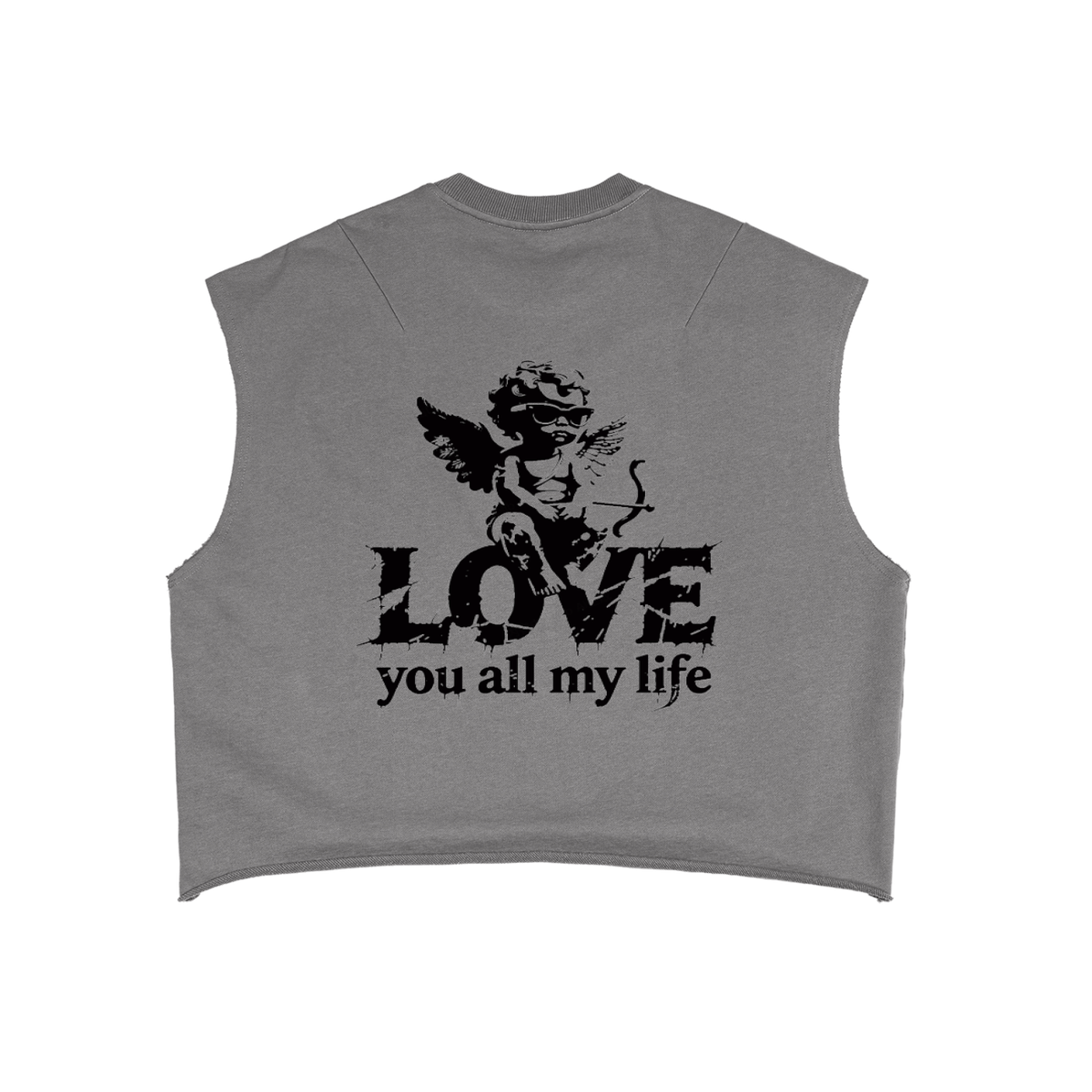 Black sleeveless top with 'FASHION KILLA.' text on a white background