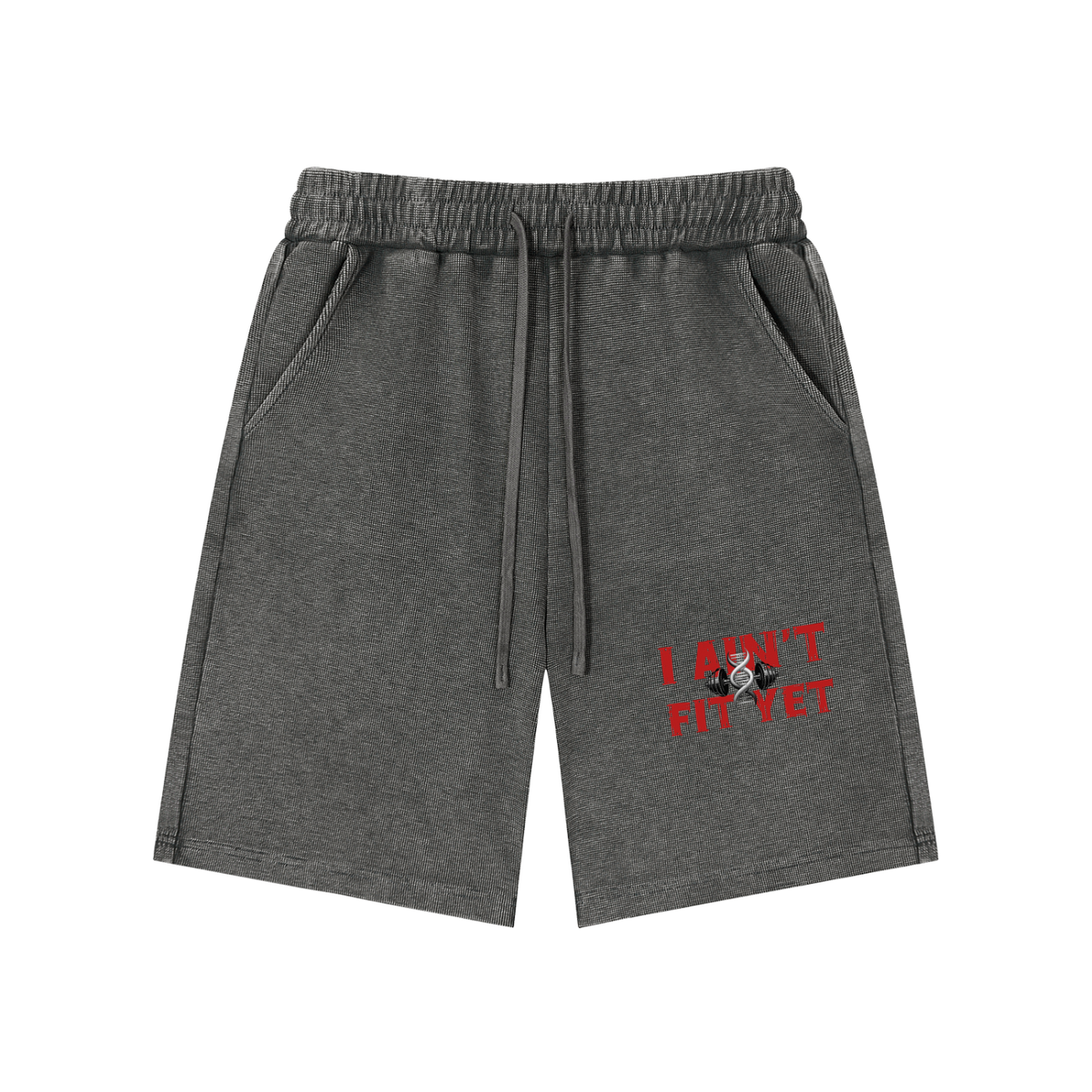 I AIN'T FIT YET - Mineral Wash Waffle Knit Shorts
