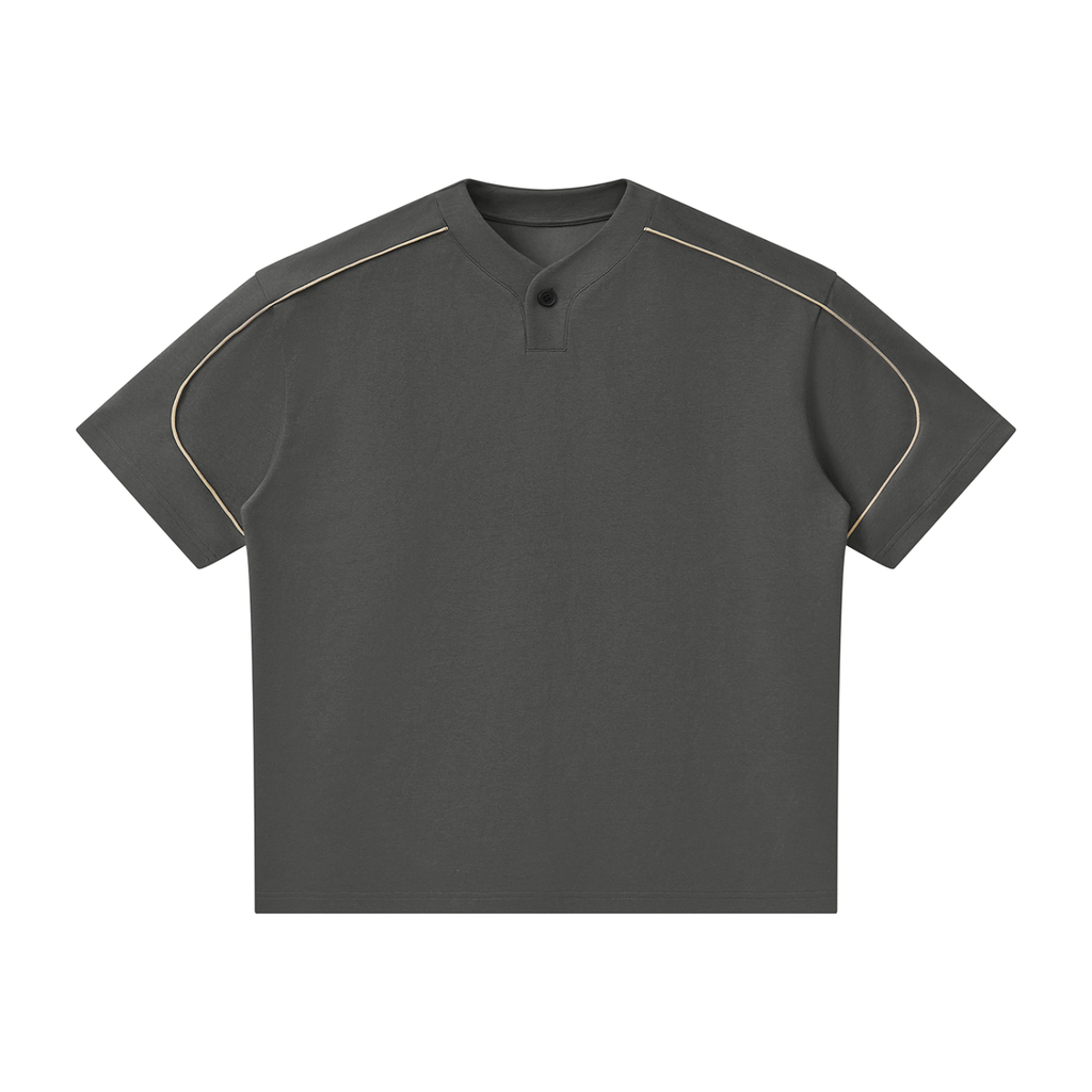 Epi-Casual - Unisex Oversized Piping Henley T-Shirt