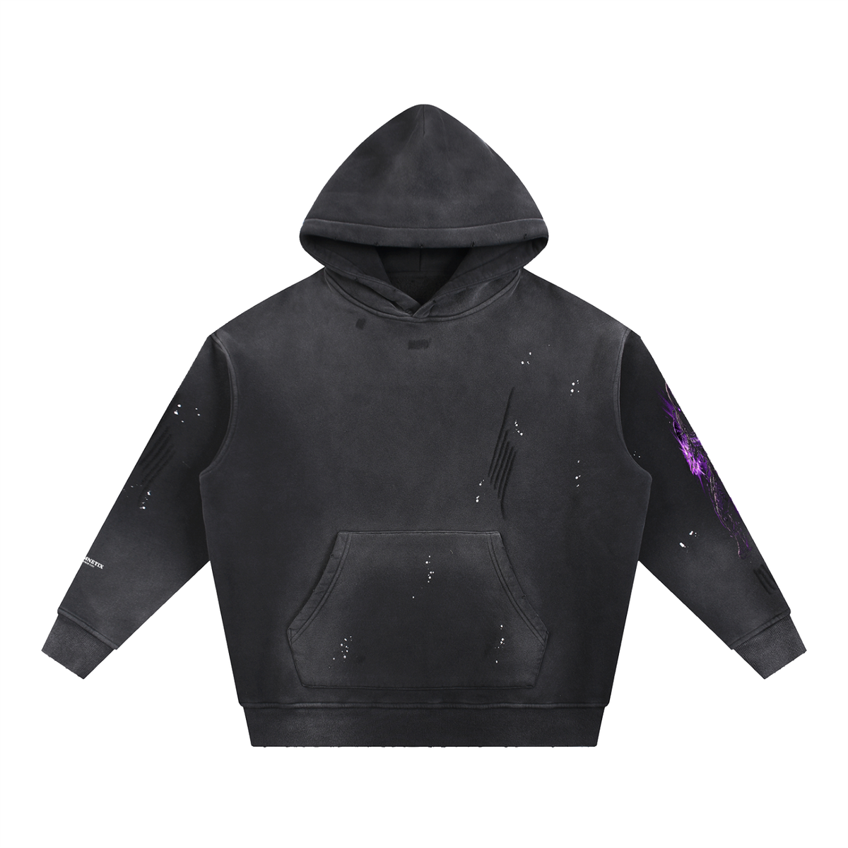 Purple Lightening Villain - Vintage Washed Frayed Fleece Hoodie