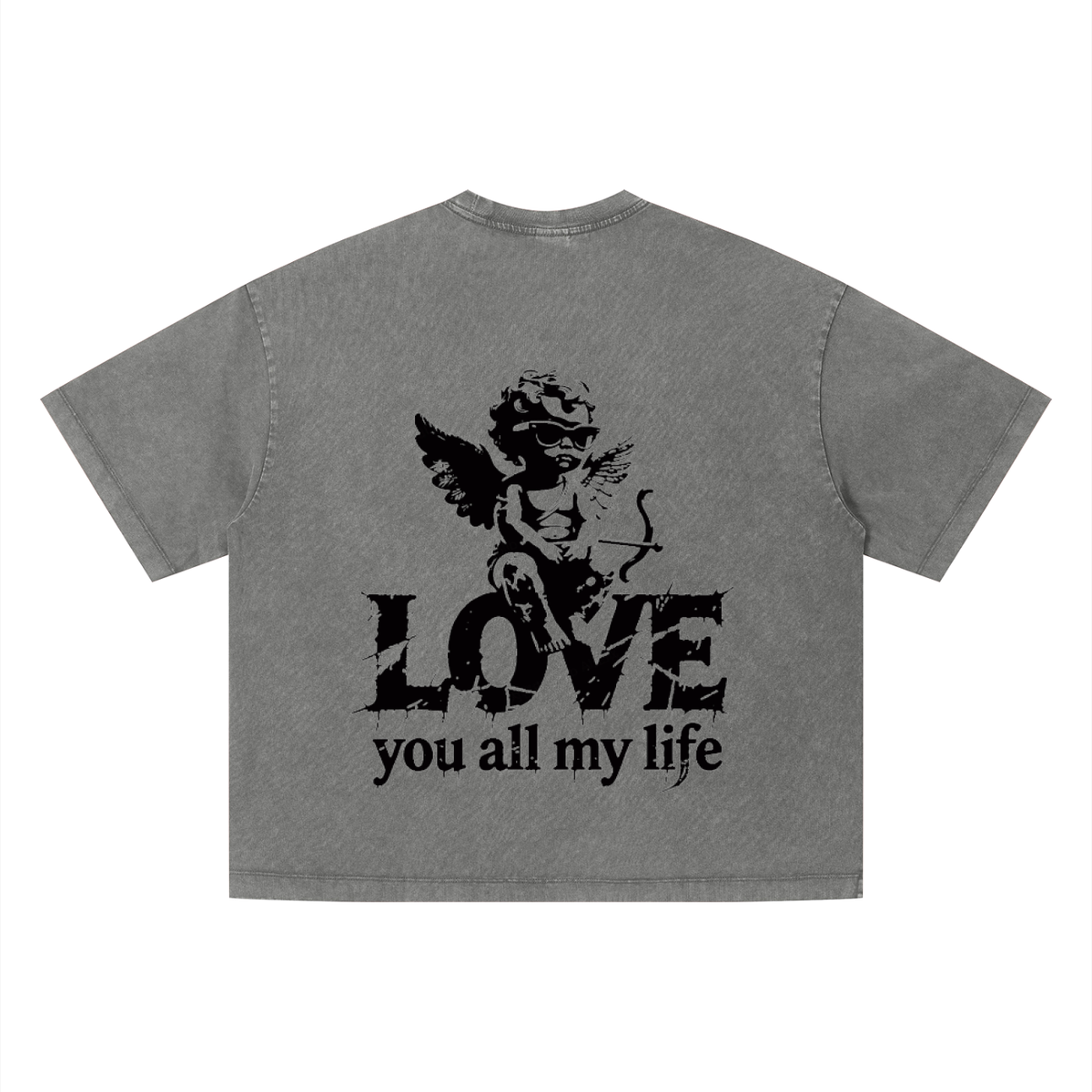 Love you all my life (Boxy Fit) - Unisex Vintage Wash Boxy T-Shirt