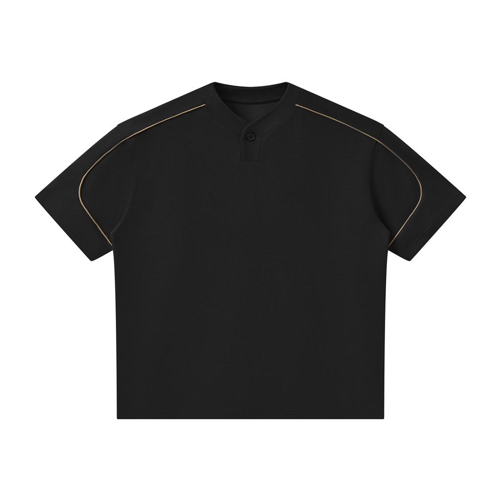 Epi-Casual - Unisex Oversized Piping Henley T-Shirt