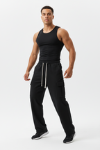 Drawstring Waist Straight-Leg Cargo Pants
