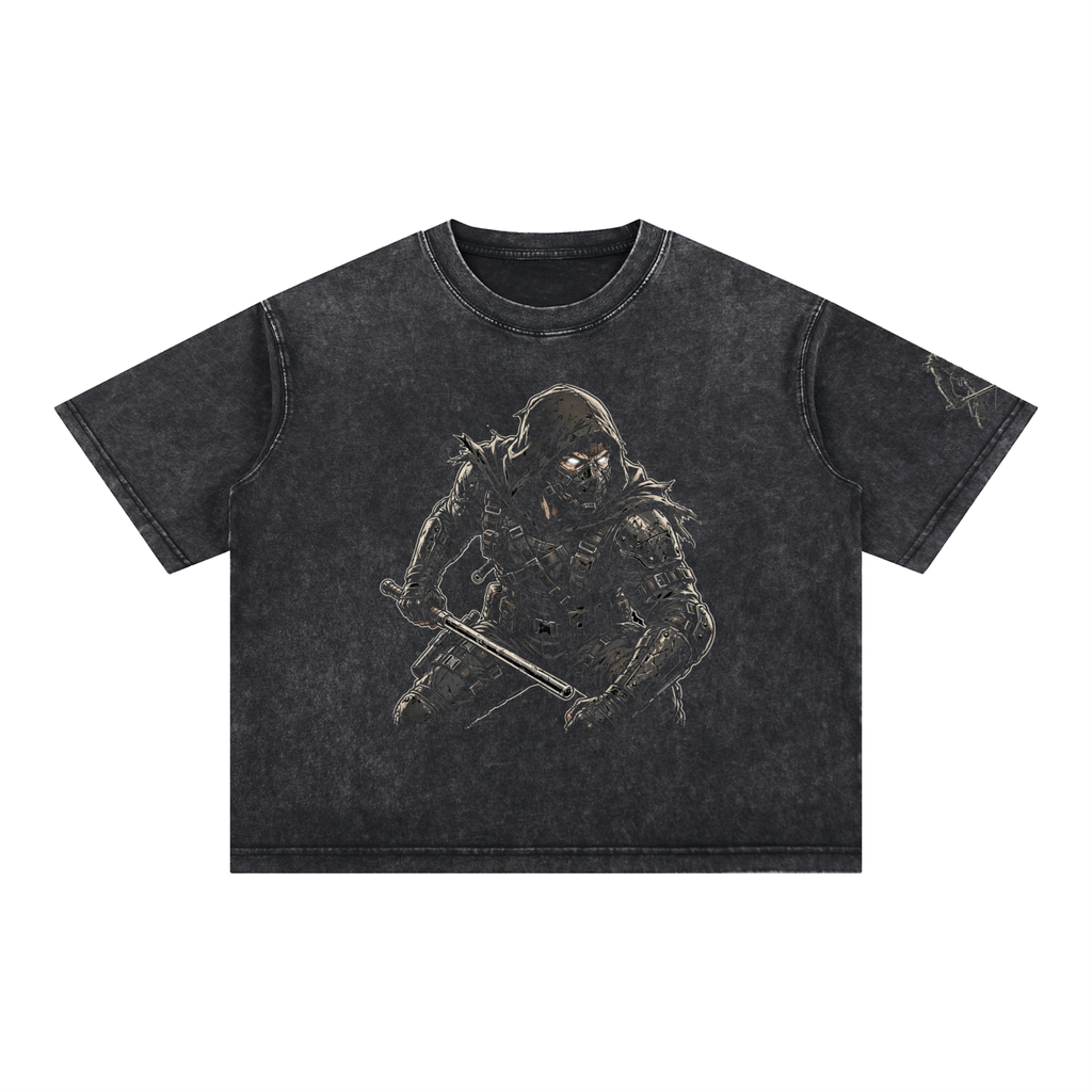 Midnight - Mineral Wash Boxy Cotton T-Shirt