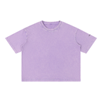 A light purple short-sleeve crewneck t-shirt with a subtle washed texture, displayed flat against a solid white background.