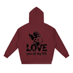 Love you all my life - Unisex Loose Solid Full Zip Hoodie
