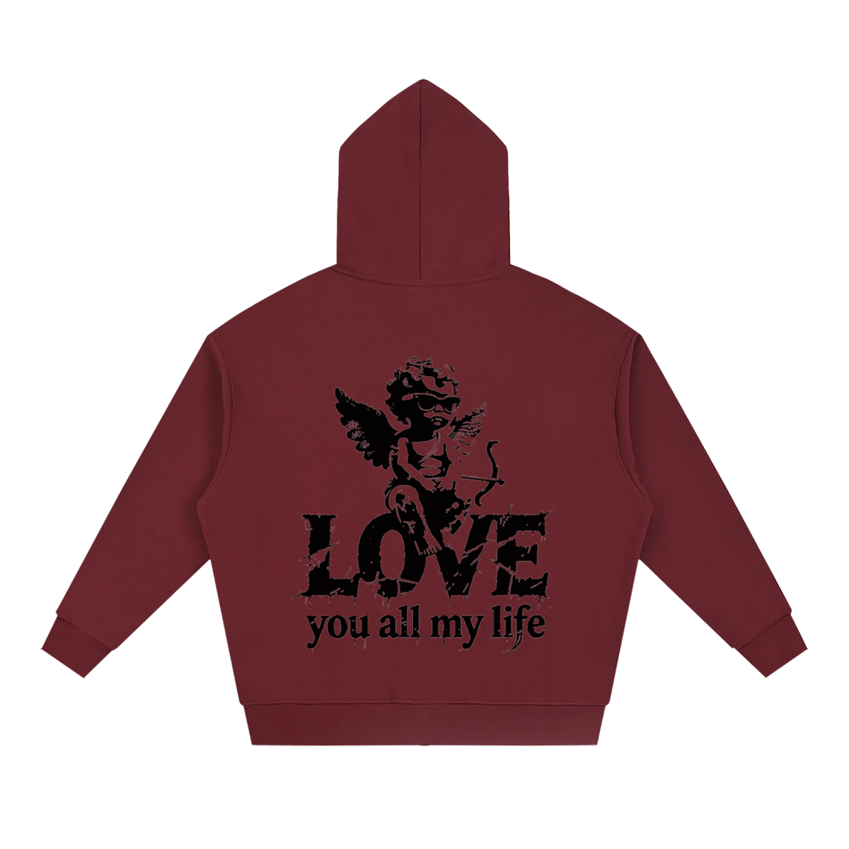 Love you all my life - Unisex Loose Solid Full Zip Hoodie