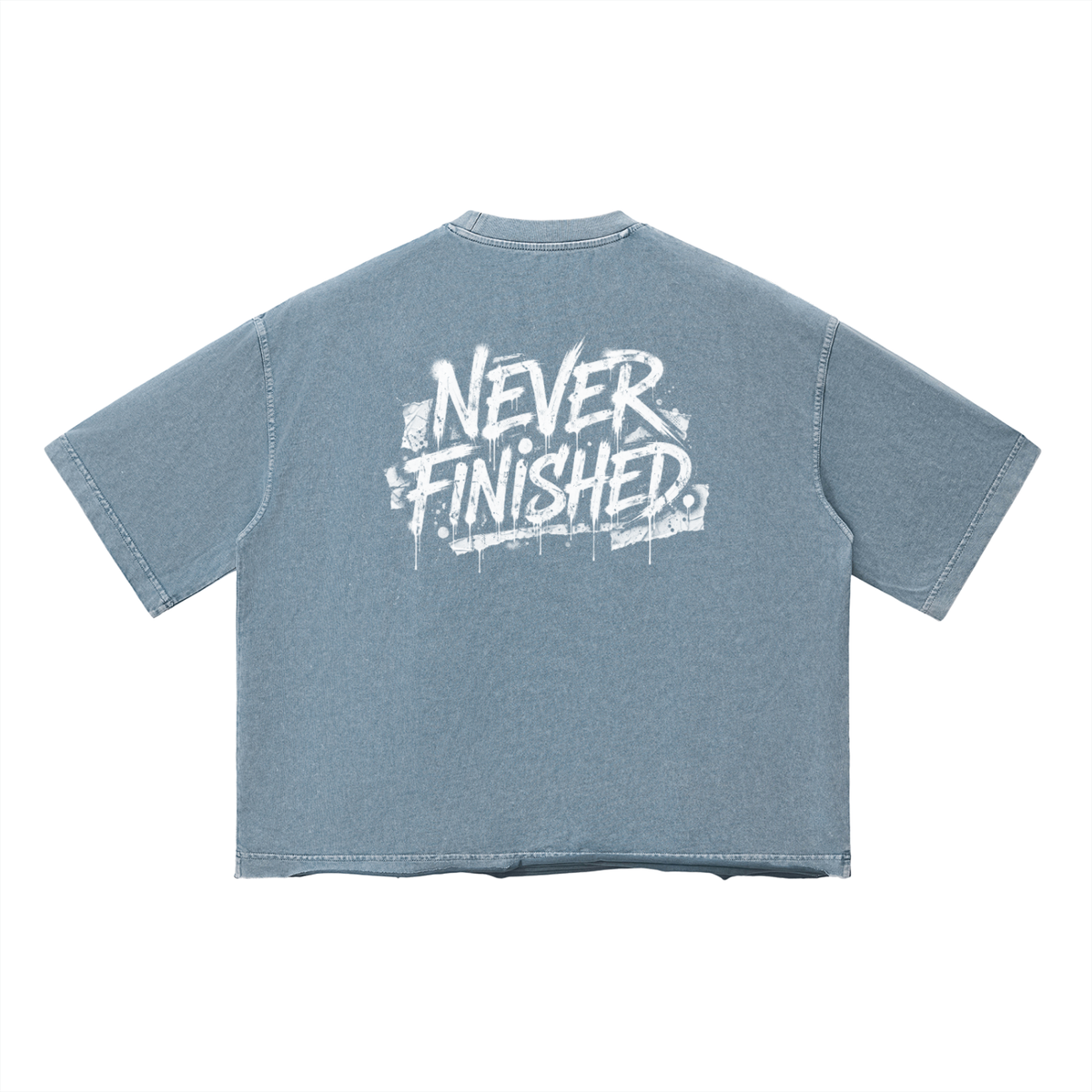 Never Finished - Unisex Vintage Wash Boxy T-Shirt