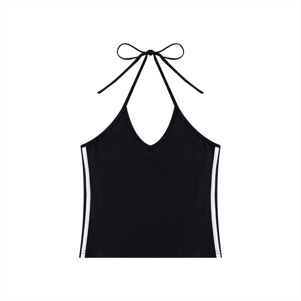 Women's Color Block Halter Crop Tank Top