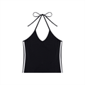 Women's Color Block Halter Crop Tank Top