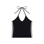 Women's Color Block Halter Crop Tank Top