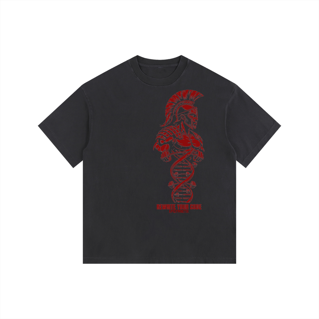 Red Trojan - Vintage Washed Oversized Cotton T-Shirt
