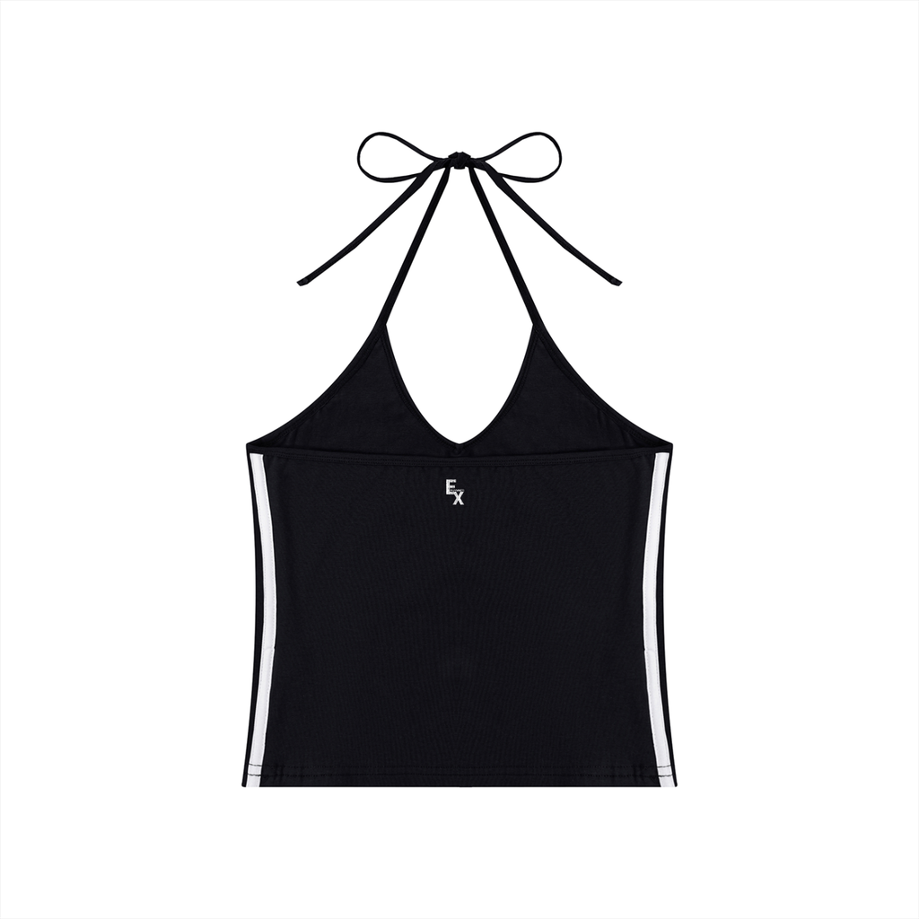 Women's Color Block Halter Crop Tank Top