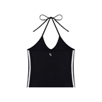 Women's Color Block Halter Crop Tank Top