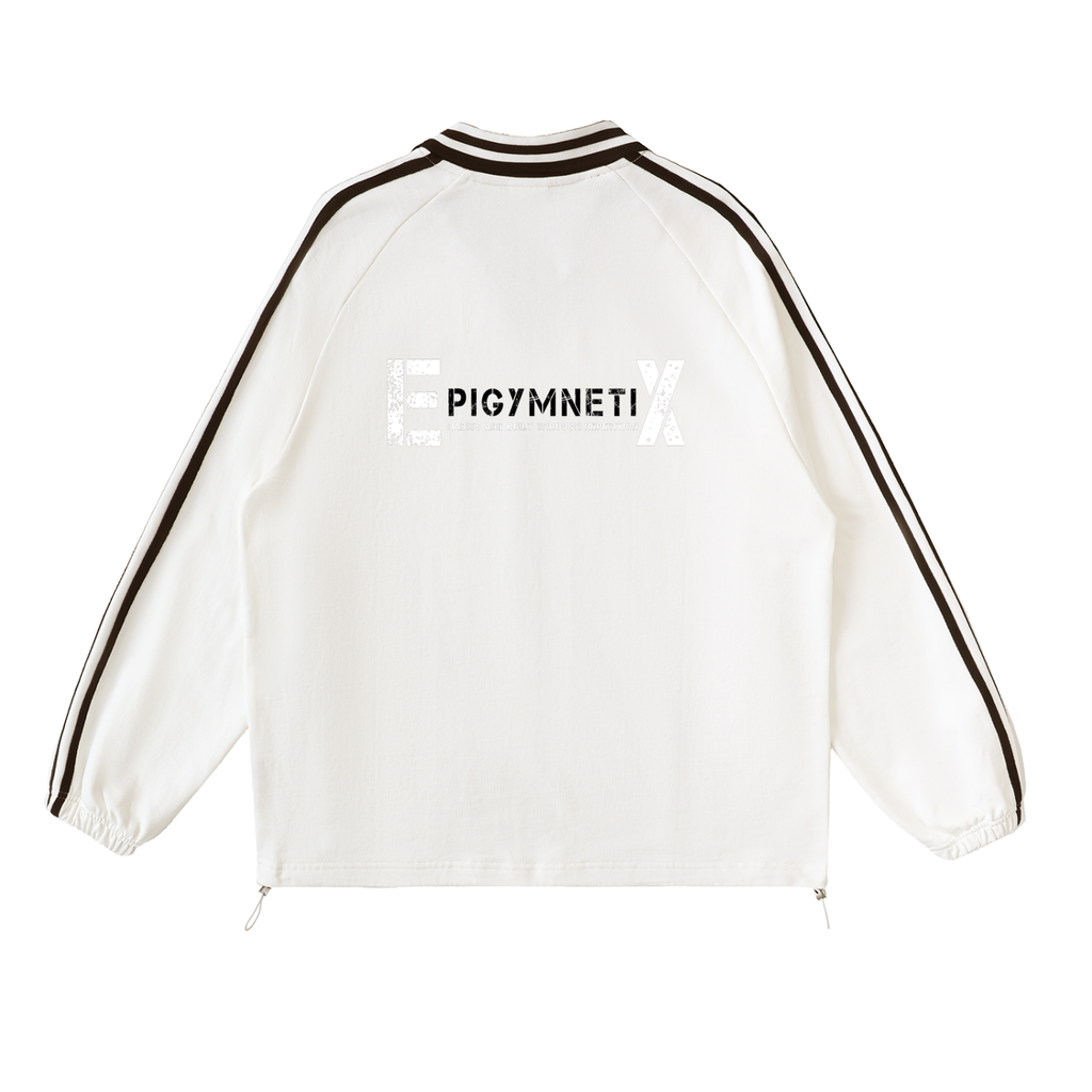 Contrast Striped Lapel Collar Sweatshirt