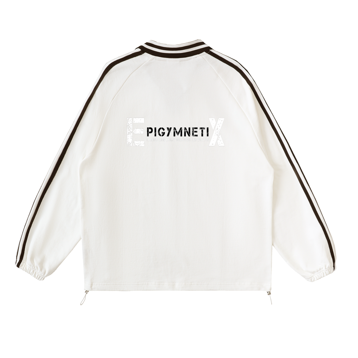 Contrast Striped Lapel Collar Sweatshirt