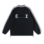 Contrast Striped Lapel Collar Sweatshirt