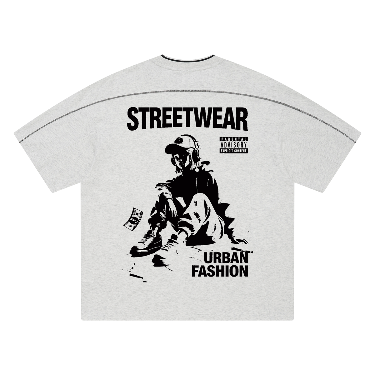 Unisex Oversized Contrast Tape T-Shirt