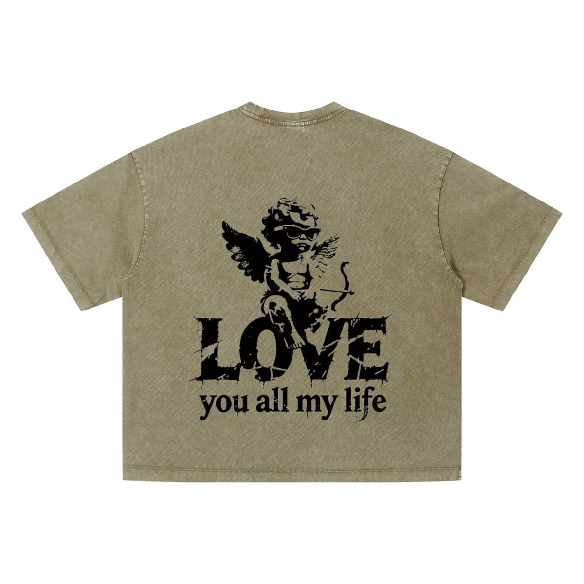 Love you all my life (Boxy Fit) - Unisex Vintage Wash Boxy T-Shirt
