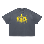 King - Vintage Washed Distressed Boxy Oversized T-Shirt