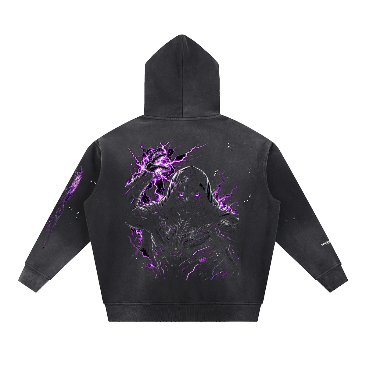 Purple Lightening Villain - Vintage Washed Frayed Fleece Hoodie