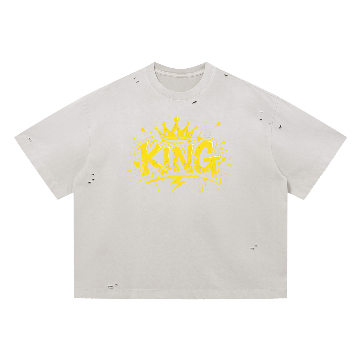 King - Vintage Washed Distressed Boxy Oversized T-Shirt