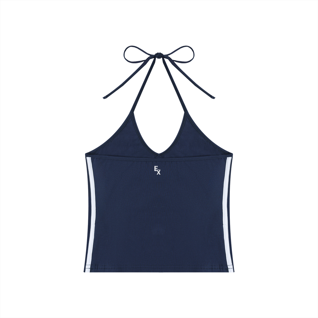 Women's Color Block Halter Crop Tank Top