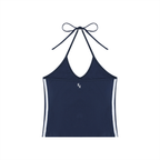 Women's Color Block Halter Crop Tank Top