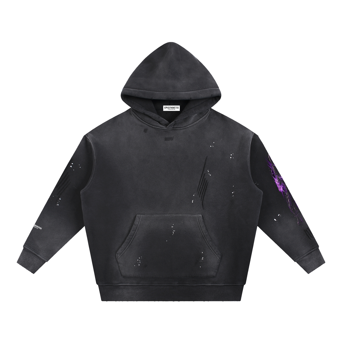 Purple Lightening Villain - Vintage Washed Frayed Fleece Hoodie