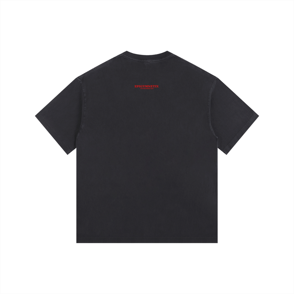 Red Trojan - Vintage Washed Oversized Cotton T-Shirt