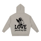 Love you all my life - Unisex Loose Solid Full Zip Hoodie