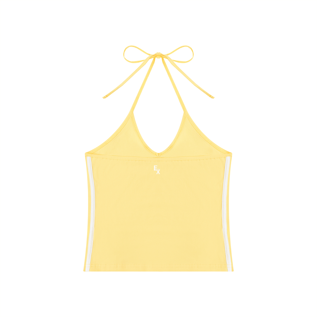 Women's Color Block Halter Crop Tank Top