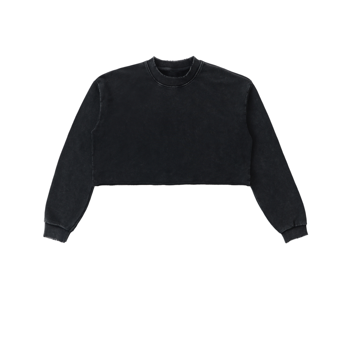 Trojan-Fit - Snow Washed Raw Edge Cropped Sweatshirt