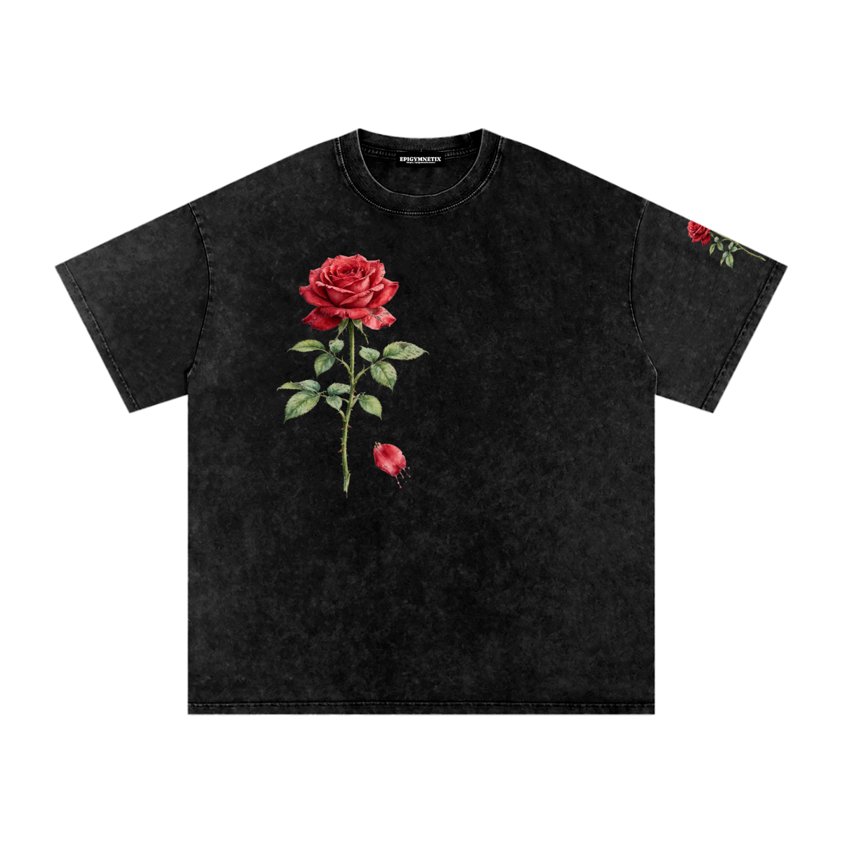 Falling rose Snow Washed Oversized Cotton T-Shirt