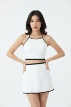 Contrast Binding Halter Tank Top