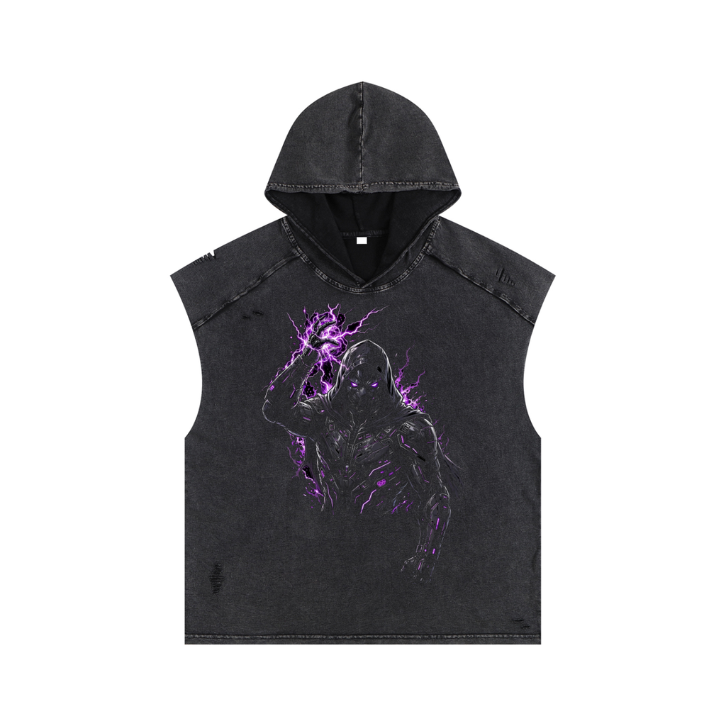 Purple lightening - Snow Washed Boxy Hooded Tank Top
